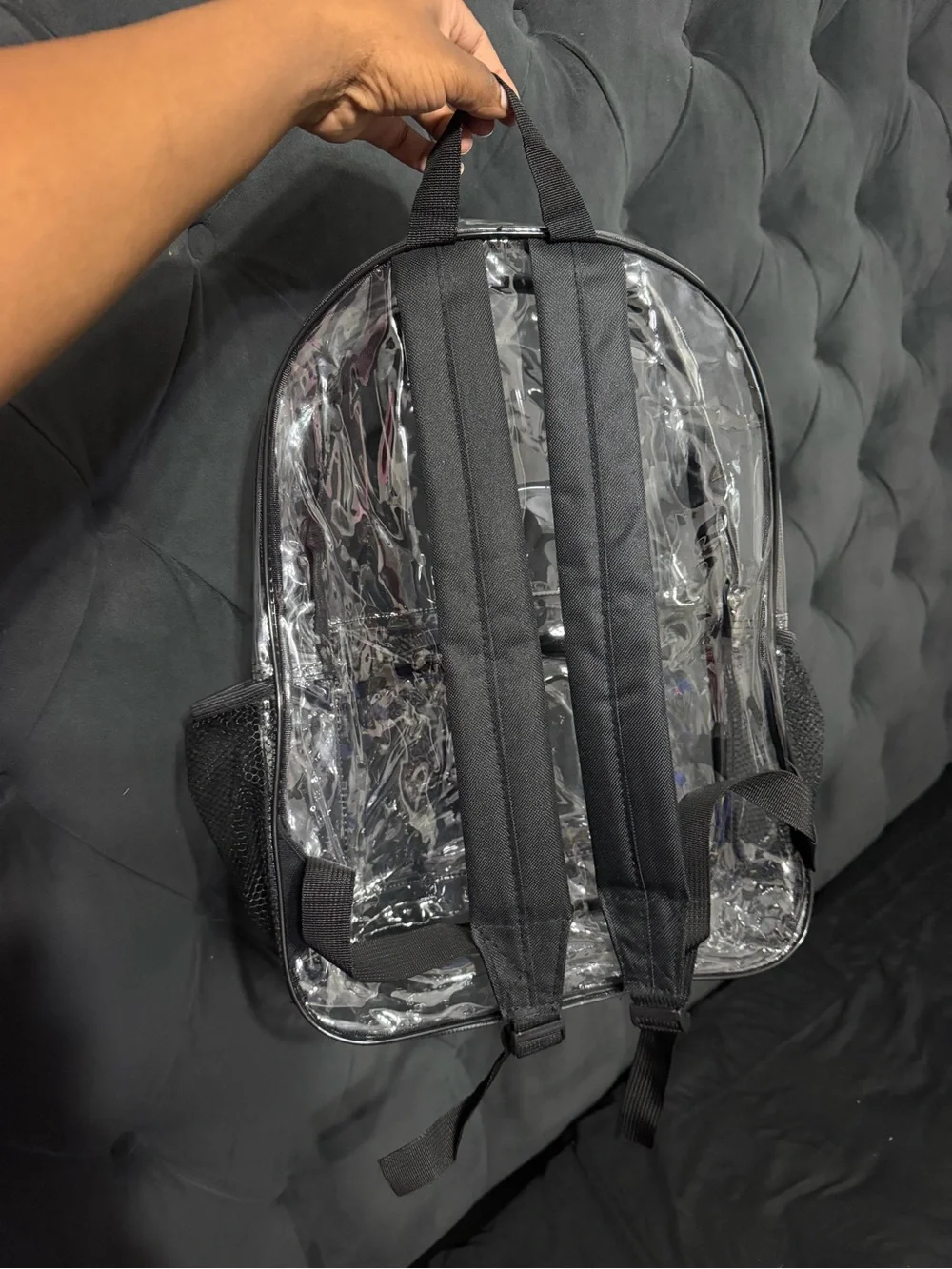 Clear PVC Backpack with Black Trim
